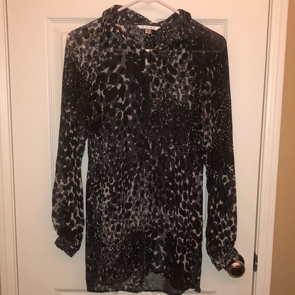 CAbi Sheer Long Sleeves Collared Blouse